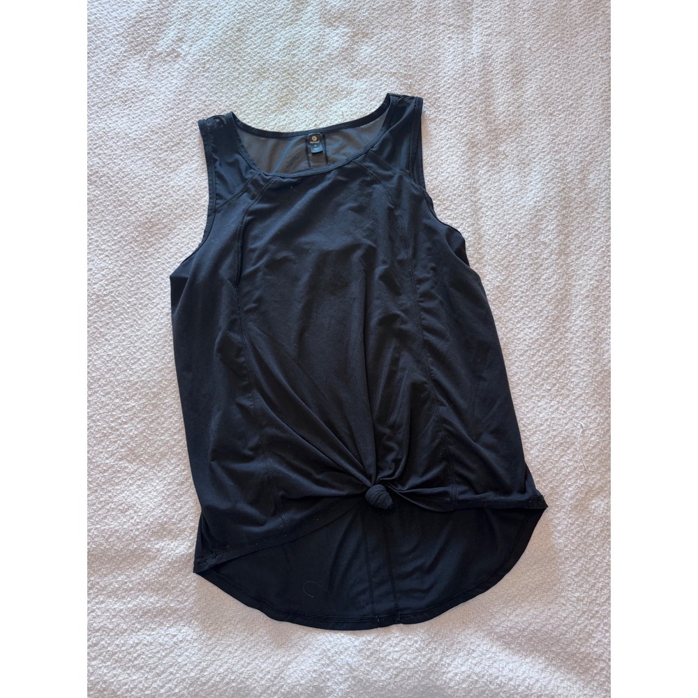 90 Degree by Reflex Black Mesh Back Knot Front Activewear Tank Top Medium